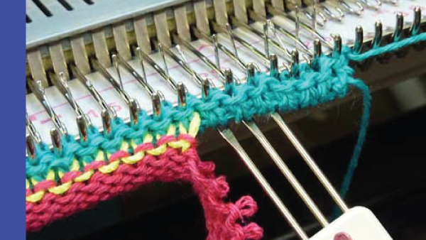Picot hem with a scalloped edge and eyelets on an LK150 knitting machine 