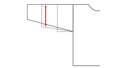 Technical drawing of a sweater showing different sleeve length options, from cap sleeve to full length, with measurement indicators for customization