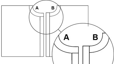 Technical illustration comparing two cardigan neckband styles, showing side-by-side variations of neckline and band treatments.