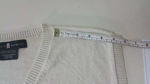 Record all your measurements of the sweater, not including the bands.
