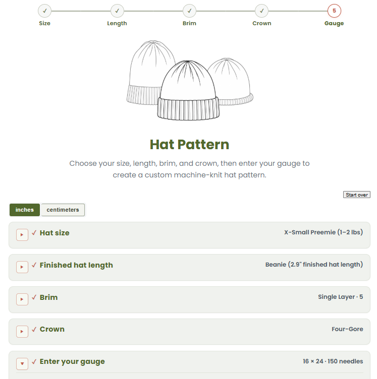 A machine-knit hat