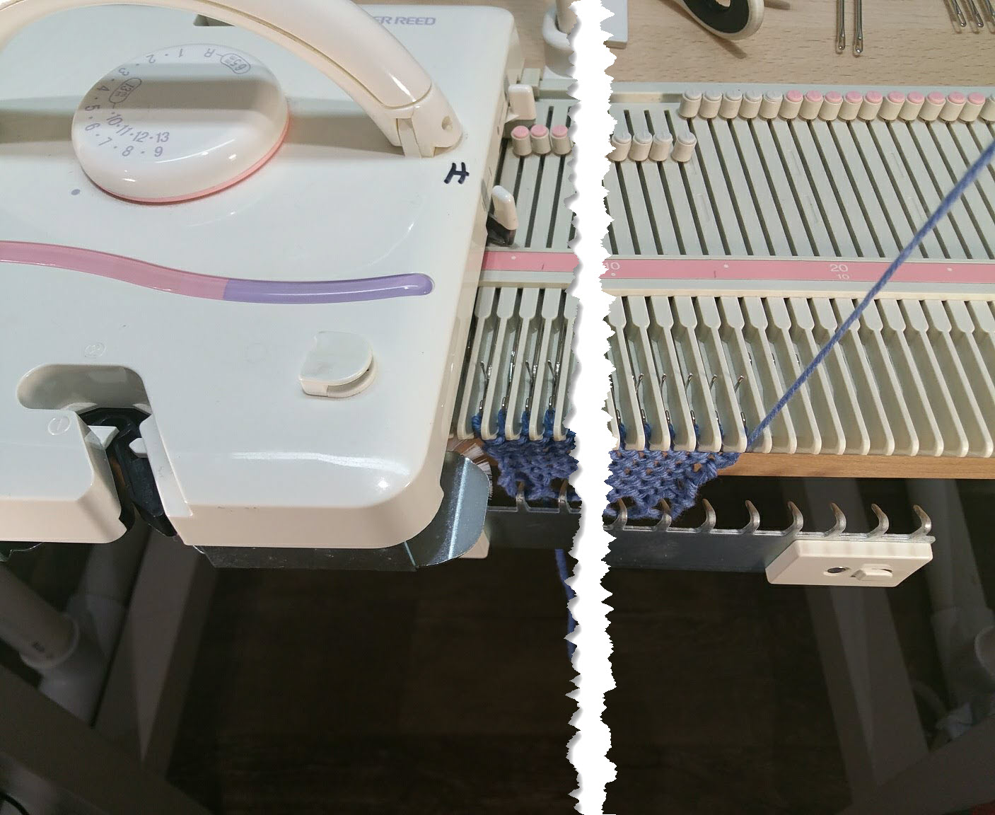 Split needle bed