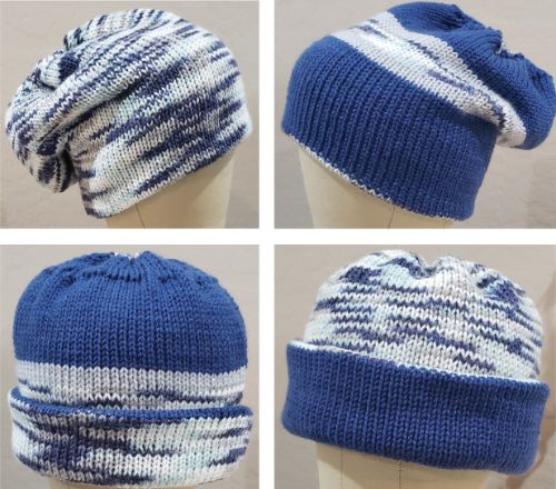 Slouchy hat with decorative stitch patterns