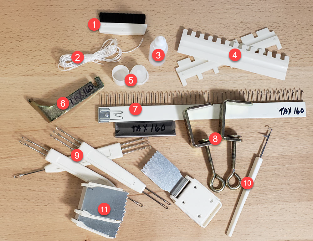 Taitexma TH/TR-160 tools and accessories numbered 1 through 11.