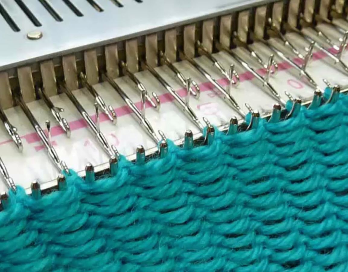 knitting worked on every other needle of a knitting machine