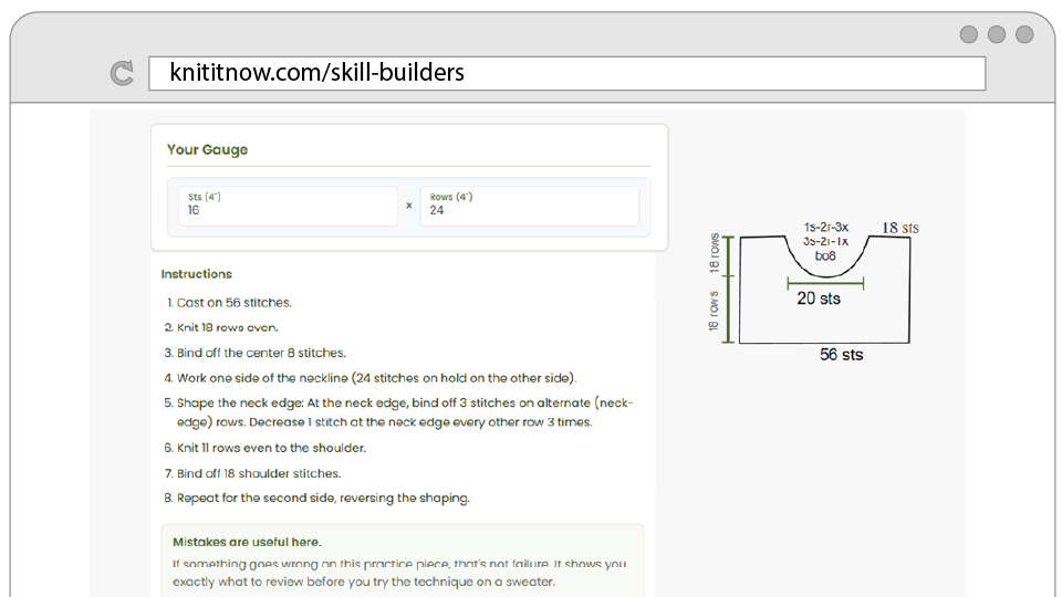 Skill Builder lesson screen showing guided technique practice