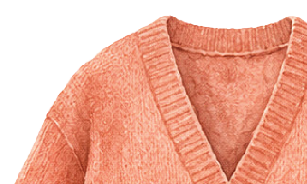 Knitted sweater for machine knitters returning after a break