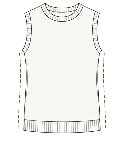 Standard fit sleeveless garment