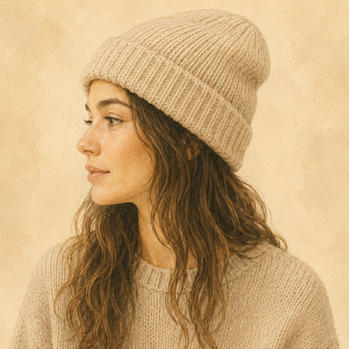 Machine knit hat