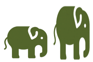Elephant stitch pattern shown at normal height and double high, with the same width.